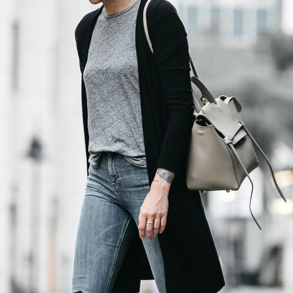 Black cardigan knee length M